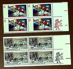 Scott# 1701 & 1702 - Copley Nativity & Winter Pastime 'Zip Code' Pl Blk of 4 MNH - Picture 1 of 1