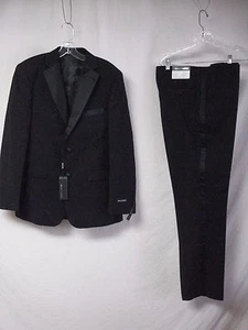 NWT Men's Alberto Cardinali Tuxedo 2 Piece Suit Slim Fit Size 40 Black #499G - Picture 1 of 6