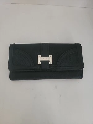 Carteira de couro preta Nicole Miller - Imagem 1 de 4