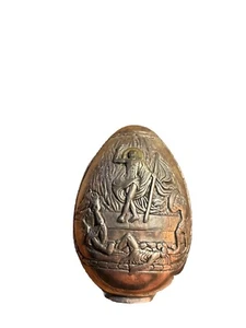 Large Greek Orthodox Icon Silver 999 Silver Weighted Easter Egg Made in Greece - Picture 1 of 8