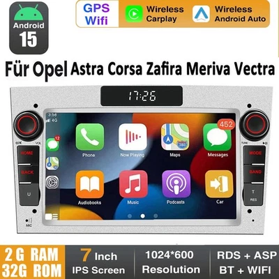 Android 15 Autoradio Für Opel Corsa C/D Zafira B Astra G H Apple Carplay GPS RDS - Bild 1 von 4