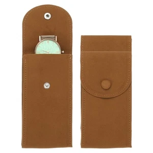 2 Pcs Velvet Watch Pouch, Portable Watch Travel Bag, Brown - Picture 1 of 6