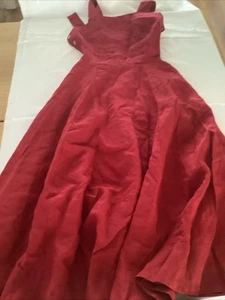 Son De Flor Womens Red Pinafore Linen Dress Size XXS - Picture 1 of 5