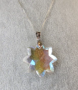 Hermoso Collar Cadena Caja Plata Esterlina 925 18" con Colgante Estrella Vidrio AB - Imagen 1 de 6