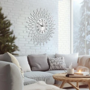 60CM Diamante Beaded Crystals Quartz Jeweled Wall Clock Home Decor Living Room - Picture 1 of 16