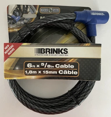 Brinks,  6ft.  X  5/8", Flexable Locking Cable, Twisted Steel Core, Vinyl Jacket - Image 1 of 3