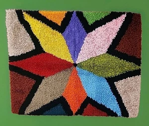 SELTEN PSYCHEDELISCH 70ER MID CENTURY ORIGINAL ABSTRAKT VINTAGE WANDTEPPICH RUG 37x30 - Bild 1 von 4