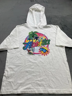 Винтажная мужская рубашка 1991 Florida с большим капюшоном белая с коротким рукавом сделано в США - Изображение 1 из 4