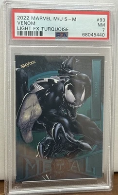 2022 Marvel Metal Universe Spider-Man Light FX Turquoise #93 Venom /50 PSA 7 SSP - Image 1 of 3