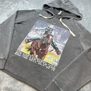 #Katiestrong Cowgirl Horse Rider Hoodie Womens M Gray Equestrian Rodeo Western - Picture 1 of 6