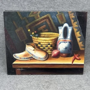Vtg Still Life Oil Painting by K. Hoskin Native American Southwestern 16" x20" - Picture 1 of 9