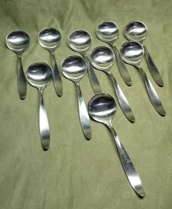 LAUFFER DESIGN 1 Satin Stainless Soup/Cream Spoon, Germany Lot Of 10 - Picture 1 of 10