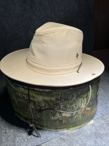 Vintage HH Herschel 5336 Twill Aussie Hut Medium mit Leder Holz Brad Riemen - Bild 1 von 6