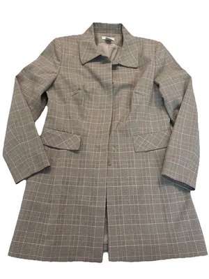 WORTHINGTON WORKS Stretch Pink Gray Fitted Lined Long Jacket Women Sz 14 - Image 1 of 4