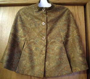 Womans sz M - Brown Paisley faux Suede Custom CAPE - OOAK - Picture 1 of 3