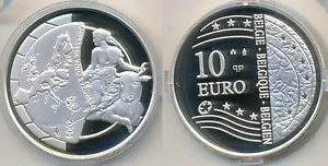 2004 Belgium Silver Proof 10 euro-goddess Europa/ Bull - Picture 1 of 1