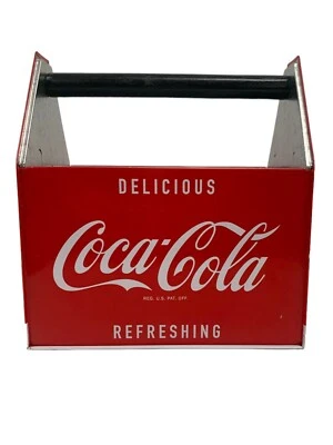 Coca Cola Utensil Caddy, red & white metal, wood handle, 2014 reproduction - Image 1 of 4