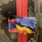 MONKI NEW OVER BODY PURSE WALLET MULTI COLOURED PATCHWORK FAUX FUR FINAL PRICE