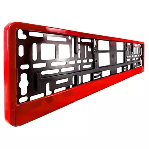2X (PAAR) ECHT ROT PREMIUM GLANZ Auto Nummernschild Einfassung Halter FÜR JEDES AUTO - Bild 1 von 5