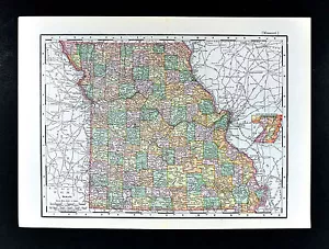 1895 Rand McNally Map - Missouri - Jefferson City Columbia St. Louis Springfield - Picture 1 of 1