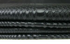 BLACK SNAKE TEXTURE CUT Italian Lambskin leather 2 skins total 15sqf 1.0mm 