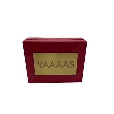 Fun YAAAAS Trinket Box Hot Pink with Brass Plate on Top - Image 1 of 2