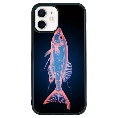 For Samsung Galaxy Apple iPhone cartoon X ray fish skull TPU Case - Image 1 of 4