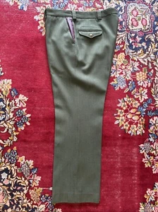 VTG LL Bean Wool Field Hunting Pants Mens 38x30 Green Suspender Shooting Guide - Picture 1 of 10