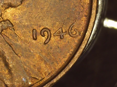 1946 Wheat Penny No Mint Mark DDO&DDR Rainbow Toned (Collector's Dream) UNC Cover