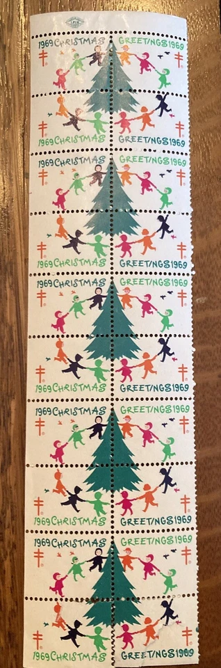 Strip of 20 U.S. Stamps: 1969 Christmas Greetings - Image 1 of 1