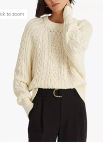 Saltador de punto texturizado Lauren Ralph Lauren Salvyna, crema pálida £129.00 CA83 - Imagen 1 de 8