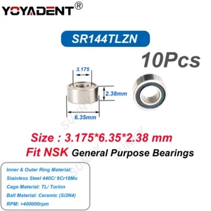 10Pcs SR144TLZN Dental Bearing 2.38mm General purpose Bearings For NSK - Picture 1 of 3