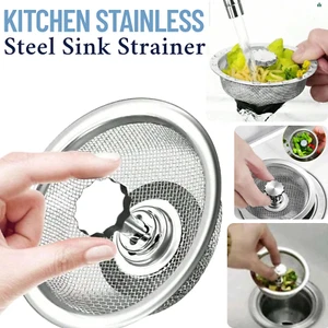 KITCHEN STAINLESS STEEL SINK STRAINER REPLACEMENT WASTE PLUG BASIN DRAIN FILTER - Picture 1 of 7