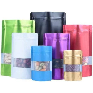 Window Matt Finish Foil Mylar Bag Stand Up Pouches Food Grade Seal Zip Lock LOT - Picture 1 of 27
