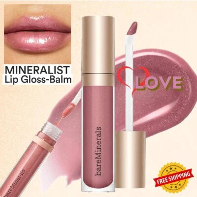 bareMinerals Mineralist Lip Gloss Balm ~ LOVE 4 (Glitter Rose) 4ml NIB $23 - Image 1 of 4