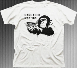 Tetley Make Your Own Tea funny Chimpanzee Monkey chimp white t-shirt 9842 - Picture 1 of 2