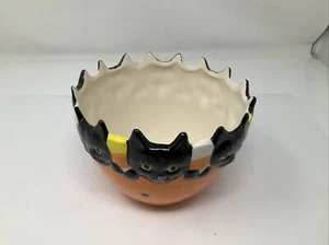 Halloween Black Cat Collection Orange Jar Candy Bowl Decoration - Picture 1 of 8