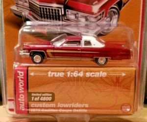 Auto World 1976 Cadillac cupé DeVille 1:64 coche diecast personalizado Lowriders MiJo - Imagen 1 de 6
