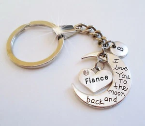 Fiance I Love You to the Moon and Back Keychain or Zipper Pull, Fiance Gift - Picture 1 of 6