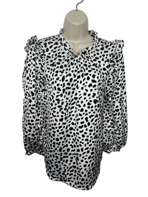 Top para mujer J CREW pequeño con volantes en leopardo satinado ojo de cerradura trasero Foto 1 de 4