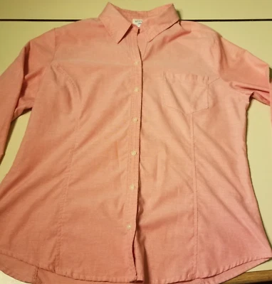 Riders By Lee Women's Button Up Long Sleeve Blouse Easy Care Pink Size Large - Image 1 of 4