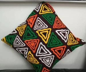 Cushion Cover 16×16 Multicoloured Handmade Cotton African Print Fabric - Picture 1 of 7