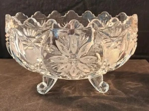 Cuenco ovalado vintage con patas de cristal de plomo - caramelo/tuerca/servir MC3 - Imagen 1 de 13