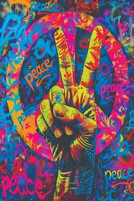 和平标志班克斯·格拉菲蒂流行艺术印刷品/海报画布/撒丁照片纸 T43 — 第 1/4 张图片