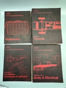 Lot of 4 FORD 1973 Truck Shop Manuals F-100 to 350 Bronco Van Truck! - Imagen 1 de 4