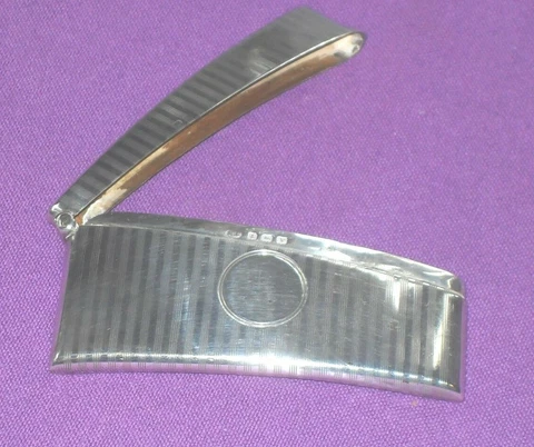 ART DECO 1920 SOLID STERLING SILVER CURVED CALLING BUSINESS CARD CASE ANTIQUE Cover