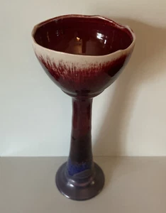 Studio Art Pottery Wine Goblet Chalice Signed Emaree Purple Glaze Hand Crafted - Picture 1 of 9