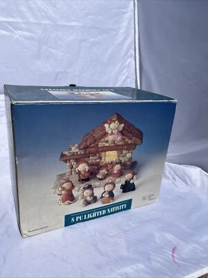 Belén Vintage Iluminado 8 Piezas Cerámica y Resina Navidad ¡con Caja Original! Foto 1 de 4