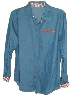 Camisa Jean De Colección Años 60 70 CHAMBRAY Denim Guinga Imitación Cuero Mod L rockabilly Foto 1 de 4