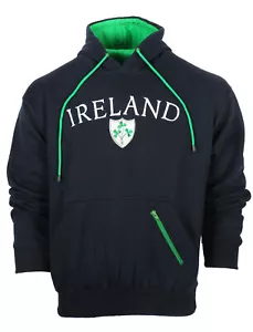 Men's Long Sleeved Hoodie Navy Kangaroo Pocket Irish Hooded Sweatshirt - Picture 1 of 4